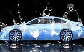 Wasserspritzen Auto, kreatives Design, Nissan HD Hintergrundbilder