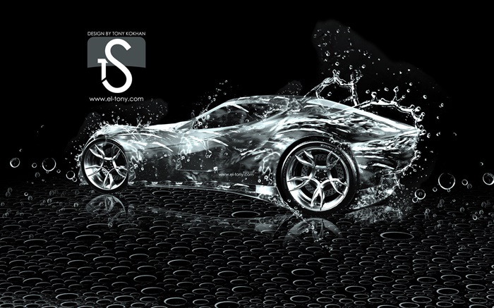 Wasserspritzen Auto, kreatives Design, schwarzer Hintergrund Hintergrundbilder Bilder