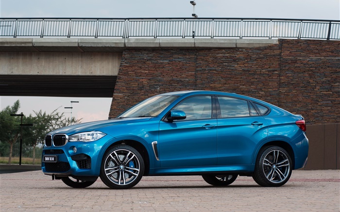 2015 BMW X6M ZA-spec F16 blauen SUV Auto Hintergrundbilder Bilder