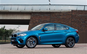 2015 BMW X6M ZA-spec F16 blauen SUV Auto HD Hintergrundbilder