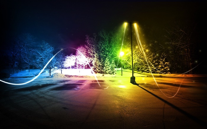 Abstrakte bunte Licht, Nacht, Winter Hintergrundbilder Bilder