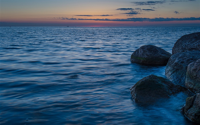 Ostsee, Schweden, Steine, Dämmerung Hintergrundbilder Bilder