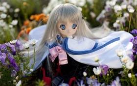 Blaue Augen Spielzeug mädchen, puppe, Blumen HD Hintergrundbilder