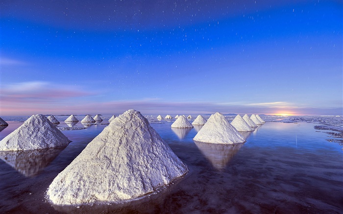 Totes Meer, Sonnenuntergang, Haufen von Salz Hintergrundbilder Bilder
