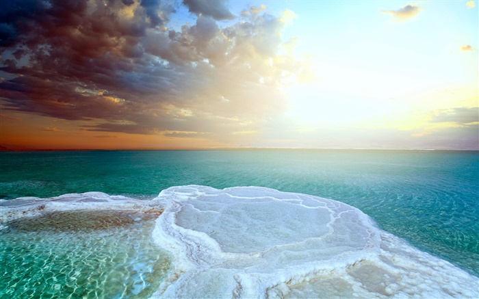 Totes Meer, Sonnenuntergang, Meersalz Hintergrundbilder Bilder