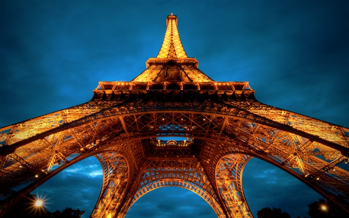 Eiffelturm, Nacht, Paris Hintergrundbilder Bilder