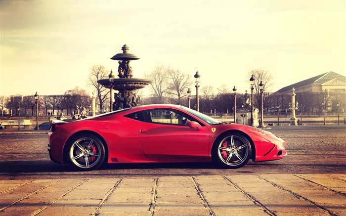 Ferrari 458 roten Supersportwagen Seitenansicht Hintergrundbilder Bilder