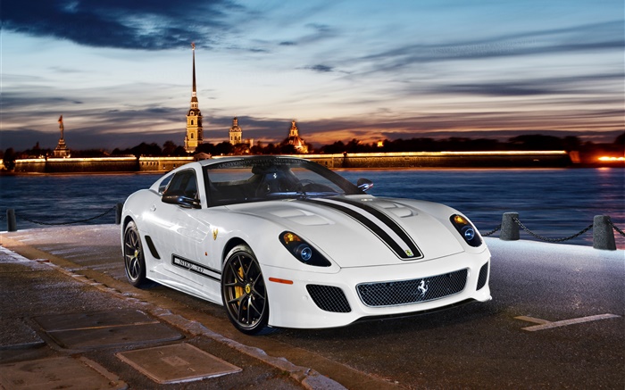 Ferrari 599 GTO weißes Sportauto Hintergrundbilder Bilder