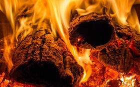 Flamme, Feuer, Holz, Wärme HD Hintergrundbilder