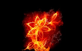 Blume mit Feuer, kreative Design- HD Hintergrundbilder