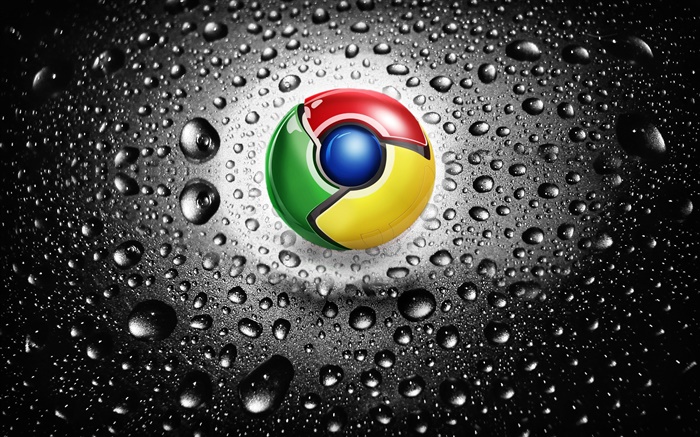 Google Chrome-Logo, Wassertropfen Hintergrundbilder Bilder