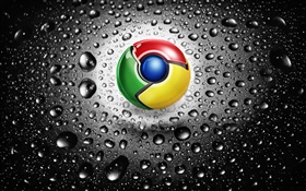 Google Chrome-Logo, Wassertropfen HD Hintergrundbilder