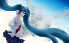 Hatsune Miku, langen blauen Haaren Mädchen, Tränen HD Hintergrundbilder