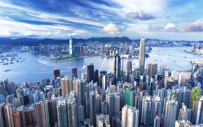 Hong Kong, City, Wolkenkratzer, Großstadt Hintergrundbilder Bilder