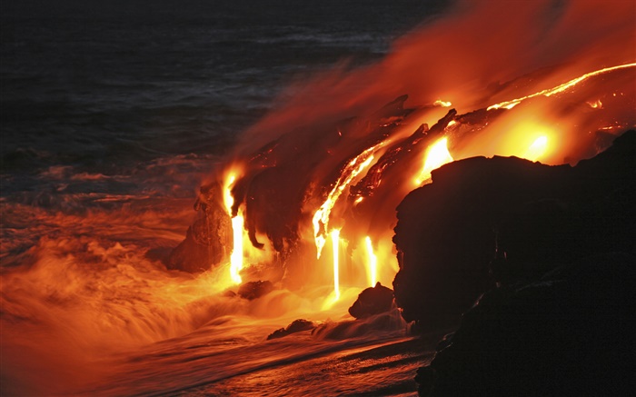 Kilauea Lavafluss, Hawaii Hintergrundbilder Bilder