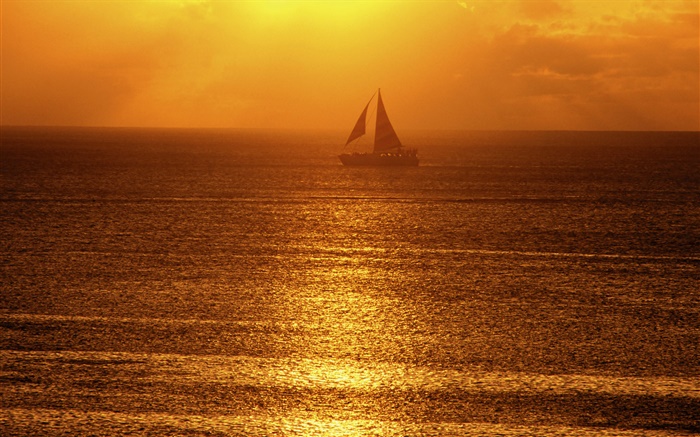 Morgen, Nebel, Meer, Boot, Sonnenstrahlen Hintergrundbilder Bilder
