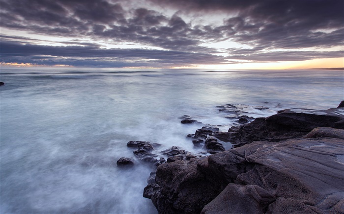 Muriwai, Region Auckland, Küste, Sonnenuntergang, Neuseeland Hintergrundbilder Bilder