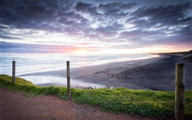 Muriwai Beach, Sonnenuntergang, Auckland, New Zealand HD Hintergrundbilder