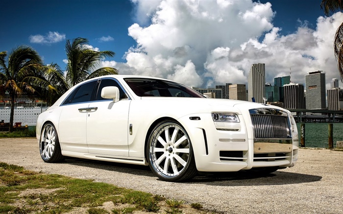Rolls-Royce weißer Geist begrenzt Auto Hintergrundbilder Bilder