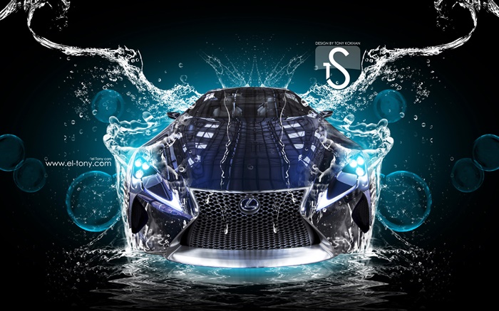 Wasserspritzen Auto, Lexus, Vorderansicht, kreatives Design Hintergrundbilder Bilder