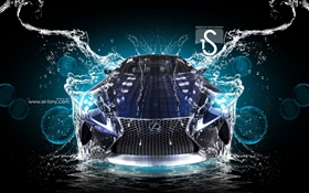 Wasserspritzen Auto, Lexus, Vorderansicht, kreatives Design HD Hintergrundbilder