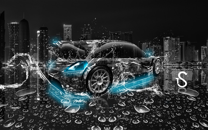 Wasserspritzen Auto, Stadt, kreatives Design Hintergrundbilder Bilder