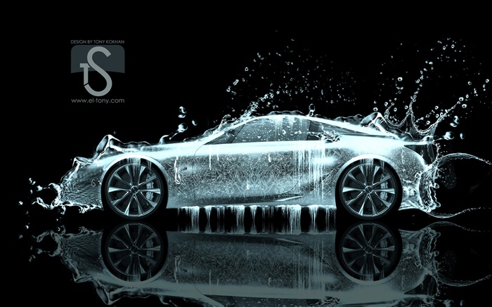 Wasserspritzen Auto, kreatives Design, supercar Seitenansicht Hintergrundbilder Bilder