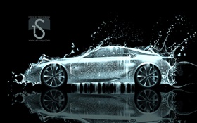 Wasserspritzen Auto, kreatives Design, supercar Seitenansicht HD Hintergrundbilder