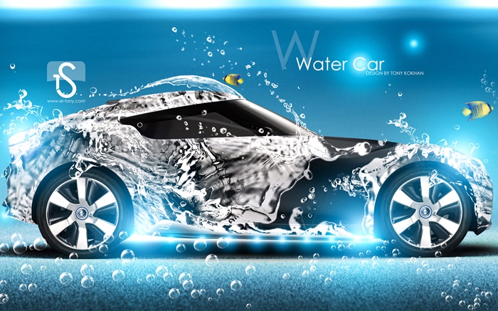 Wasserspritzen Auto, Fisch, kreatives Design Hintergrundbilder Bilder