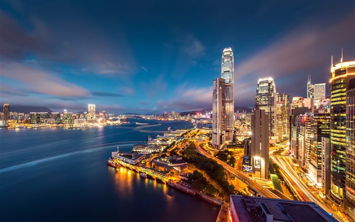 Schöne Stadt Nacht, Hong Kong Hintergrundbilder Bilder