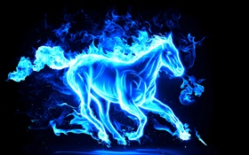 Blaue abstrakte Pferde HD Hintergrundbilder