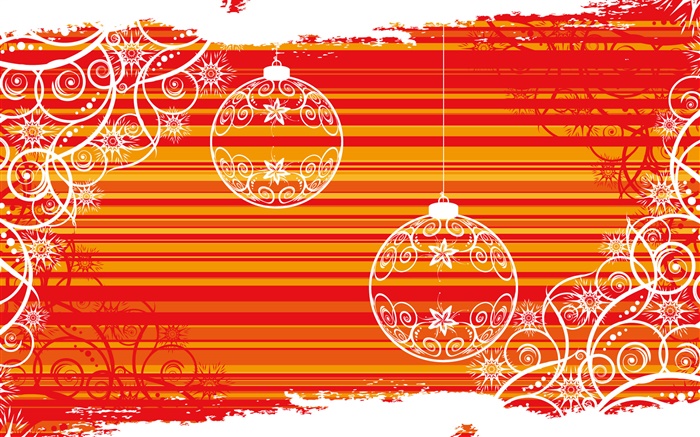 Weihnachtskugeln, weiße Linien, rotem Hintergrund, kreatives Design Hintergrundbilder Bilder