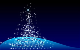 Weihnachts-Design, abstrakte Baum, Sterne, blauer Hintergrund HD Hintergrundbilder