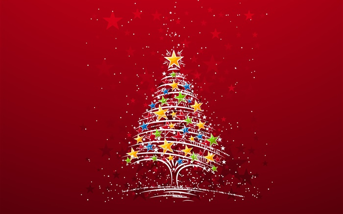 Thema Weihnachten, bunte Sterne Baum, kreative Bilder Hintergrundbilder Bilder