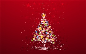 Thema Weihnachten, bunte Sterne Baum, kreative Bilder HD Hintergrundbilder