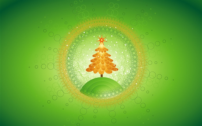Weihnachtsbaum, Kreise, kreative Bilder, grünen Hintergrund Hintergrundbilder Bilder