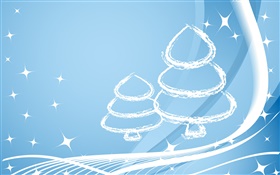 Weihnachtsbäume, einfachen Stil, Sterne, hellblau