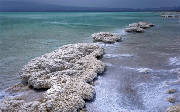 Totes Meer, Abenddämmerung, Salz Hintergrundbilder Bilder