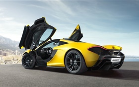 McLaren P1 Supersportwagen, öffnete Türen HD Hintergrundbilder
