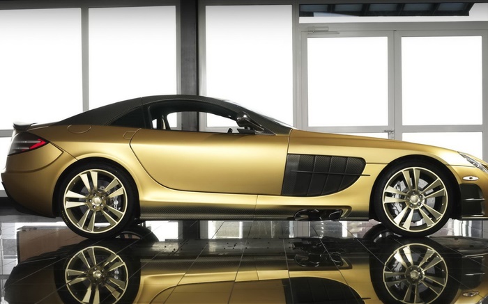 McLaren SLR Renovatio goldenen supercar Seitenansicht Hintergrundbilder Bilder