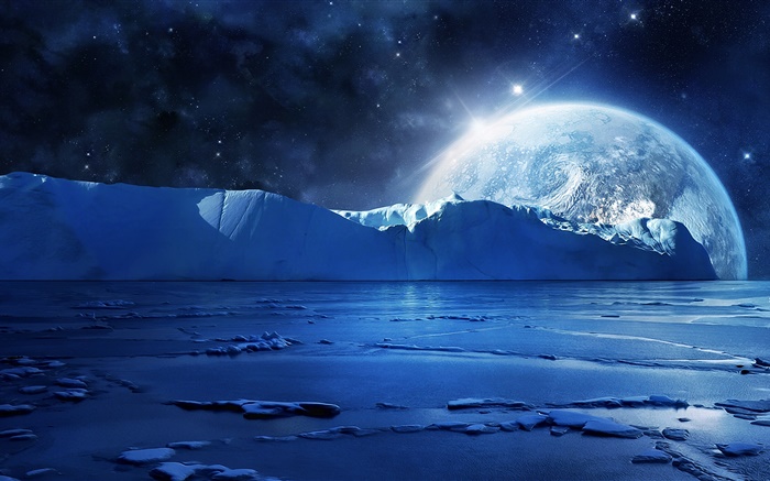Nacht, Eis, Meer, Planeten, Sterne, kalt Hintergrundbilder Bilder