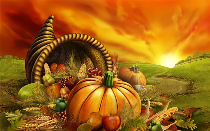 Kürbis, Mais, Trauben, Äpfel, Felder, Thanksgiving Hintergrundbilder Bilder