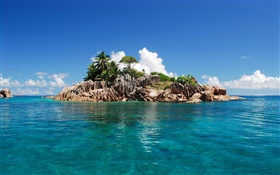 Kleine Insel, blaue Meer, Himmel, Seychellen