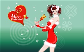 Vector Mädchen, Merry Christmas HD Hintergrundbilder