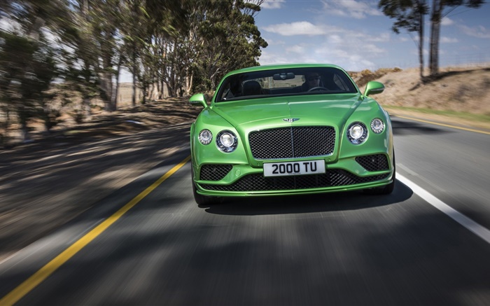 2015 Bentley Continental GT supercar Geschwindigkeit, Grün Hintergrundbilder Bilder
