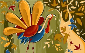 Kunstmalereien, Huhn, Blätter HD Hintergrundbilder