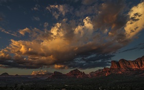 Amerika, Utah, Bäume, Berge, Wolken, Abenddämmerung, Canyon HD Hintergrundbilder