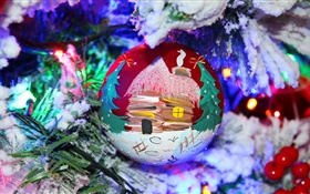 Weihnachten, Spielzeug, Ball, Schnee, Zweige HD Hintergrundbilder
