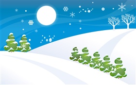 Weihnachten, Vektor-Bilder, Winter, Schnee, Bäume HD Hintergrundbilder