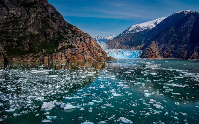 Glacier Bay Nationalpark, Alaska, USA, Berge, Gletscher, Eis, See Hintergrundbilder Bilder